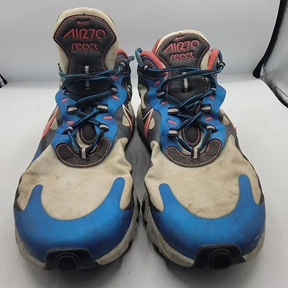 Nike Air Max 270 React Mens 10.5 White Blue Time Capsule Edition Shoes CT1616400 - Picture 2 of 13